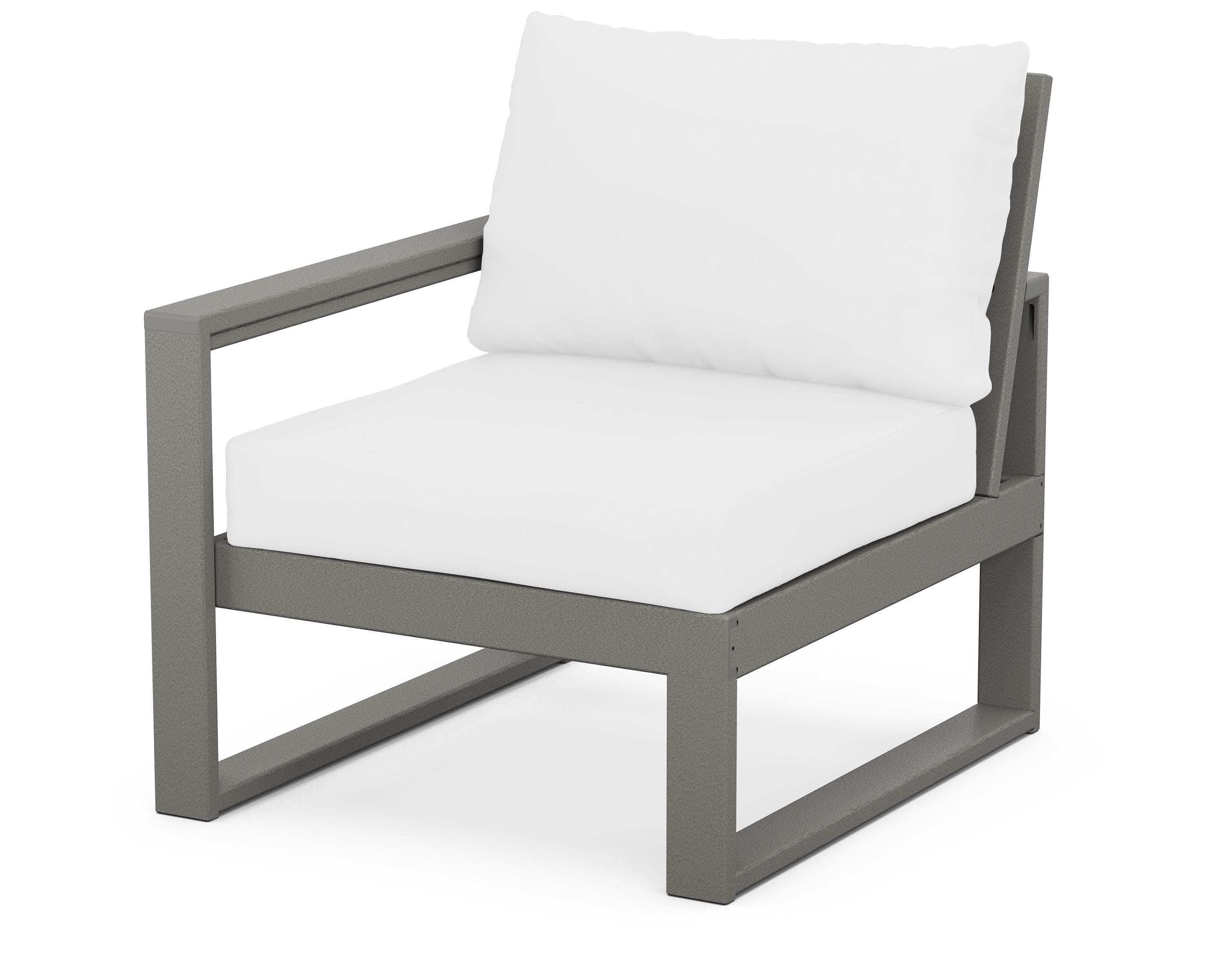 POLYWOOD® EDGE Modular Left Arm Chair in Slate Grey / Natural