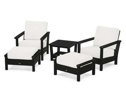 POLYWOOD® Harbour 5-Piece Deep Seating Chair Set in Black / Natural Linen