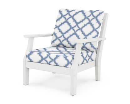 Martha Stewart by POLYWOOD® Chinoiserie Deep Seating Chair in White / Trellis Sky Blue