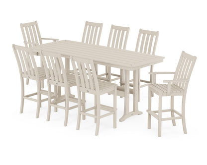POLYWOOD® Vineyard 9-Piece Bar Set with Trestle Legs in Sand