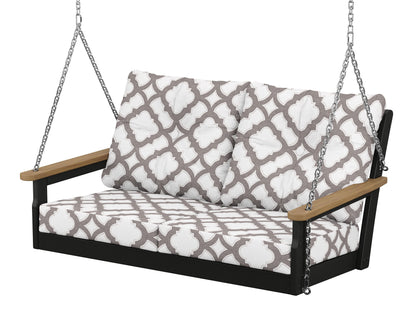 POLYWOOD® Vineyard Deep Seating Swing in Black / Natural / Trellis Grey Mist