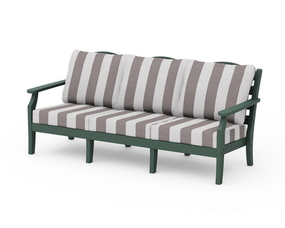 Draper James™ by  POLYWOOD® Savannah Deep Seating Sofa in Green / Cabana Stripe Grey Mist