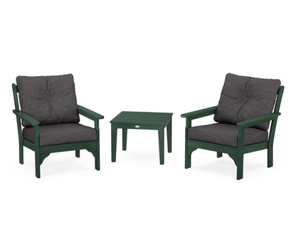 POLYWOOD® Vineyard 3-Piece Deep Seating Set in Green / Ash Charcoal