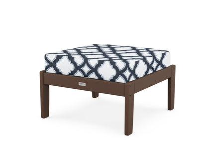 Country Living Cottage Deep Seating Ottoman in Mahogany / Trellis Marine Indigo