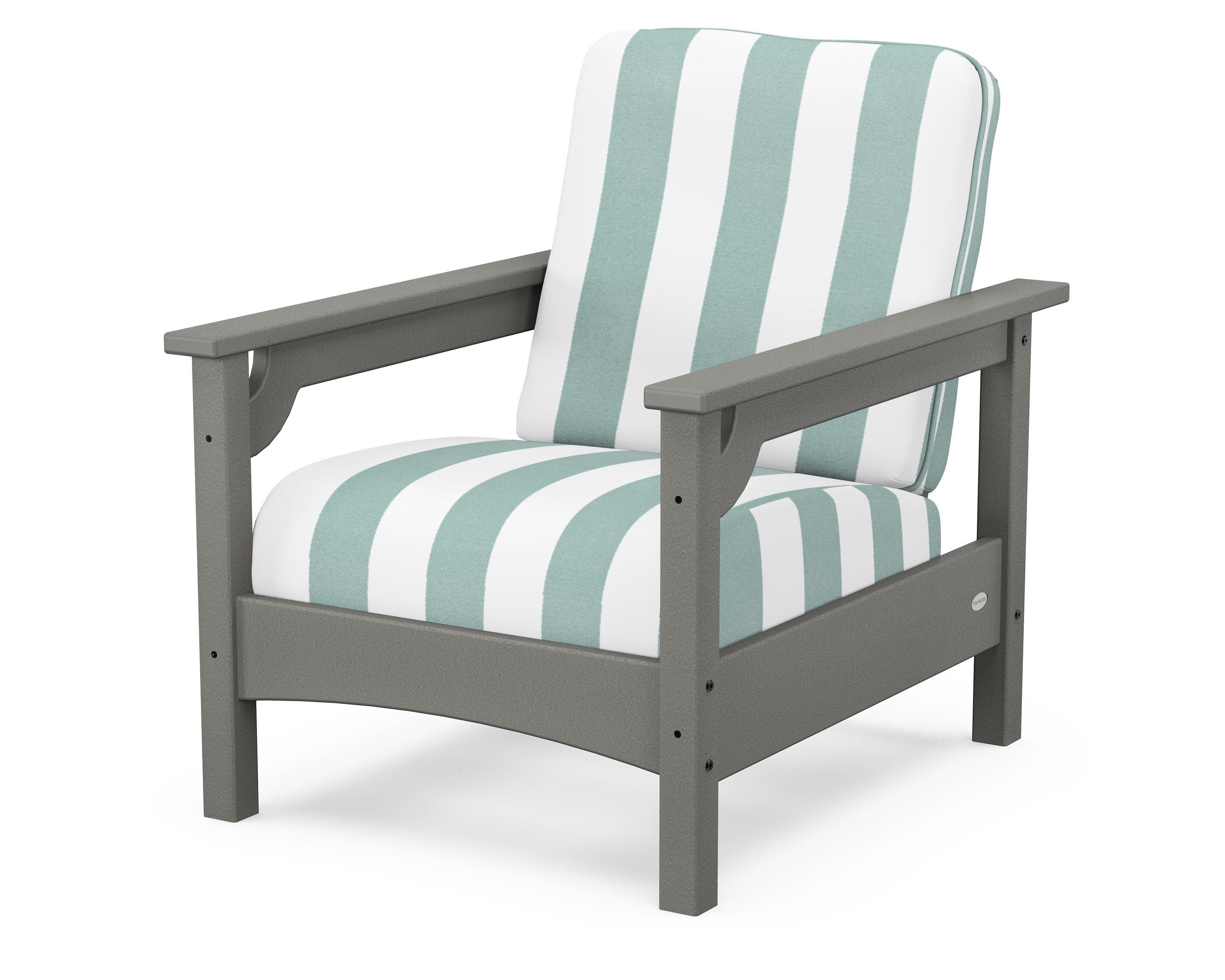 POLYWOOD® Club Chair in Slate Grey / Cabana Stripe Glacier Spa