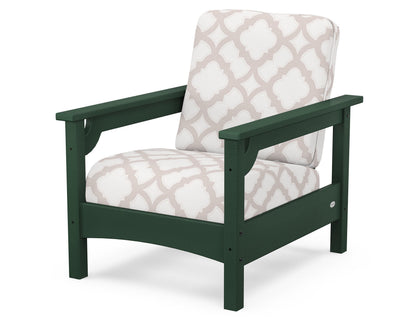 POLYWOOD® Club Chair in Green / Trellis Dune Burlap