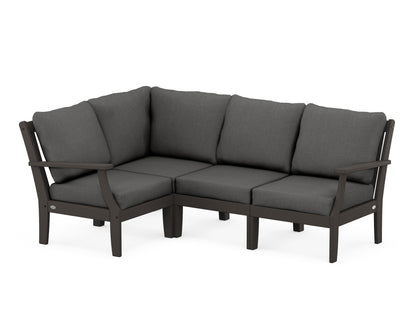 POLYWOOD® Braxton Modular 4-Piece Deep Seating Set in Vintage Coffee / Spectrum Carbon