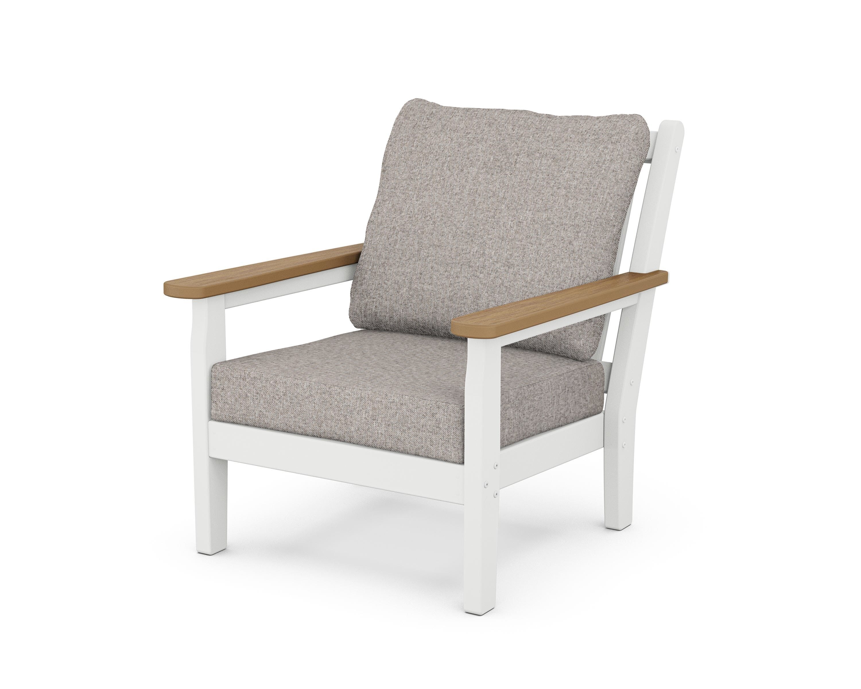 POLYWOOD® Chippendale Deep Seating Chair in White / Natural / Weathered Tweed