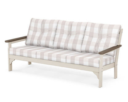 POLYWOOD® Vineyard Deep Seating Sofa in Sand / Kona / Buffalo Plaid Dune Burlap