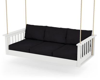 POLYWOOD® Vineyard Daybed Swing in White / Midnight Linen