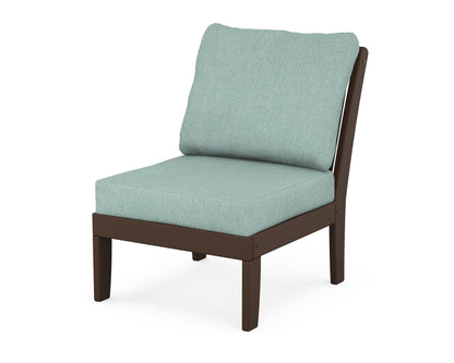 POLYWOOD® Braxton Modular Armless Chair in Mahogany / Glacier Spa