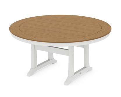 POLYWOOD® Nautical Trestle 60" Round Dining Table in White / Natural