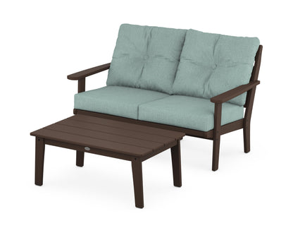 POLYWOOD® Lakeside 2-Piece Lounge Loveseat Set in Mahogany / Glacier Spa