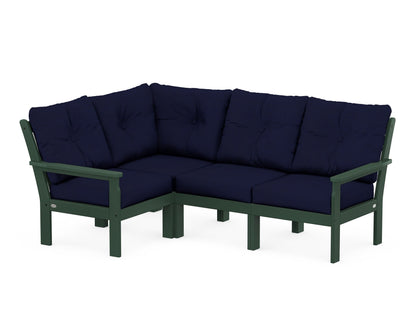 POLYWOOD® Vineyard 4-Piece Sectional in Green / Navy