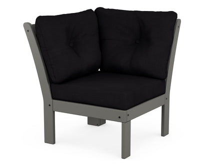 POLYWOOD® Vineyard Modular Corner Chair in Slate Grey / Midnight Linen