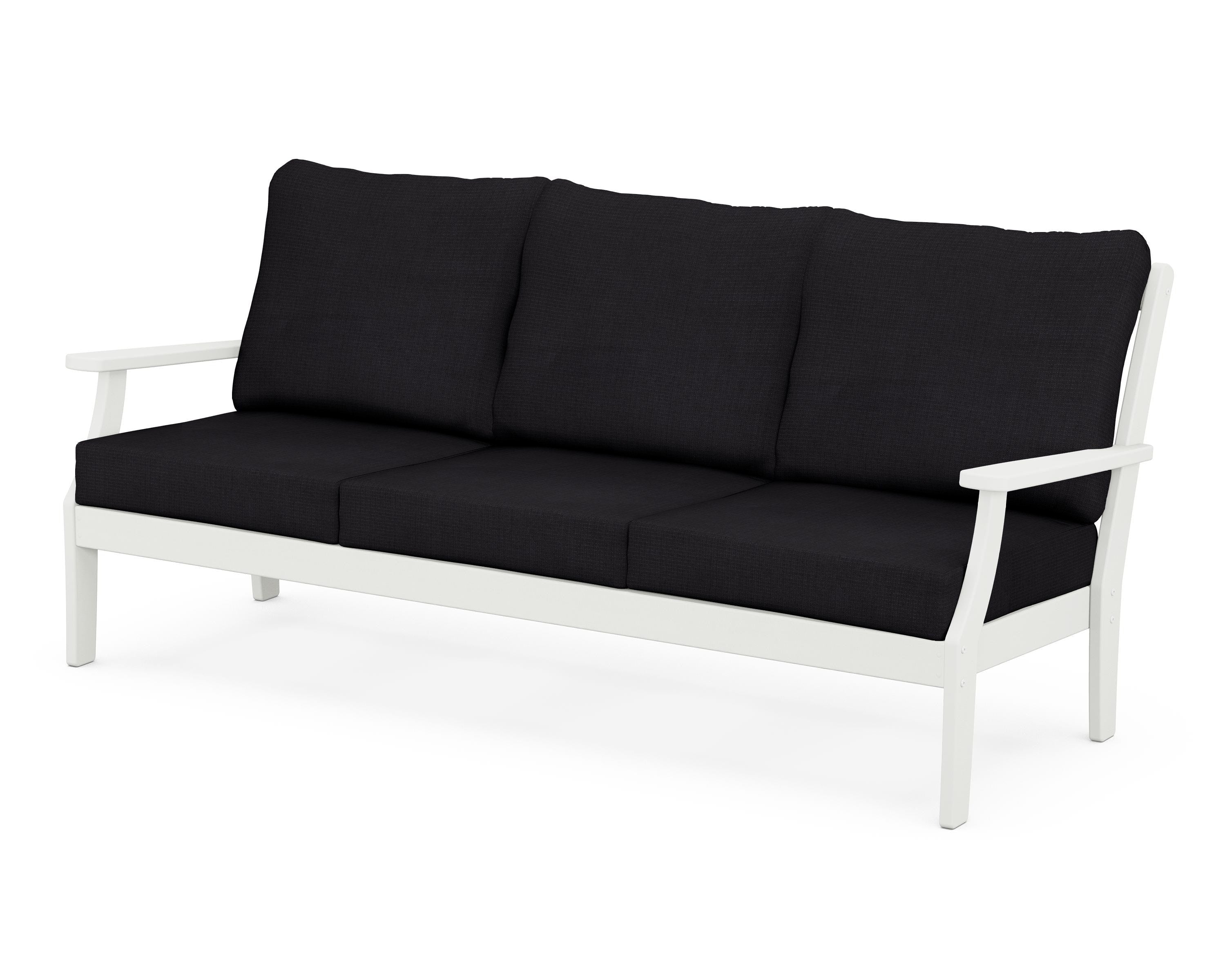 POLYWOOD® Braxton Deep Seating Sofa in Vintage White / Midnight Linen