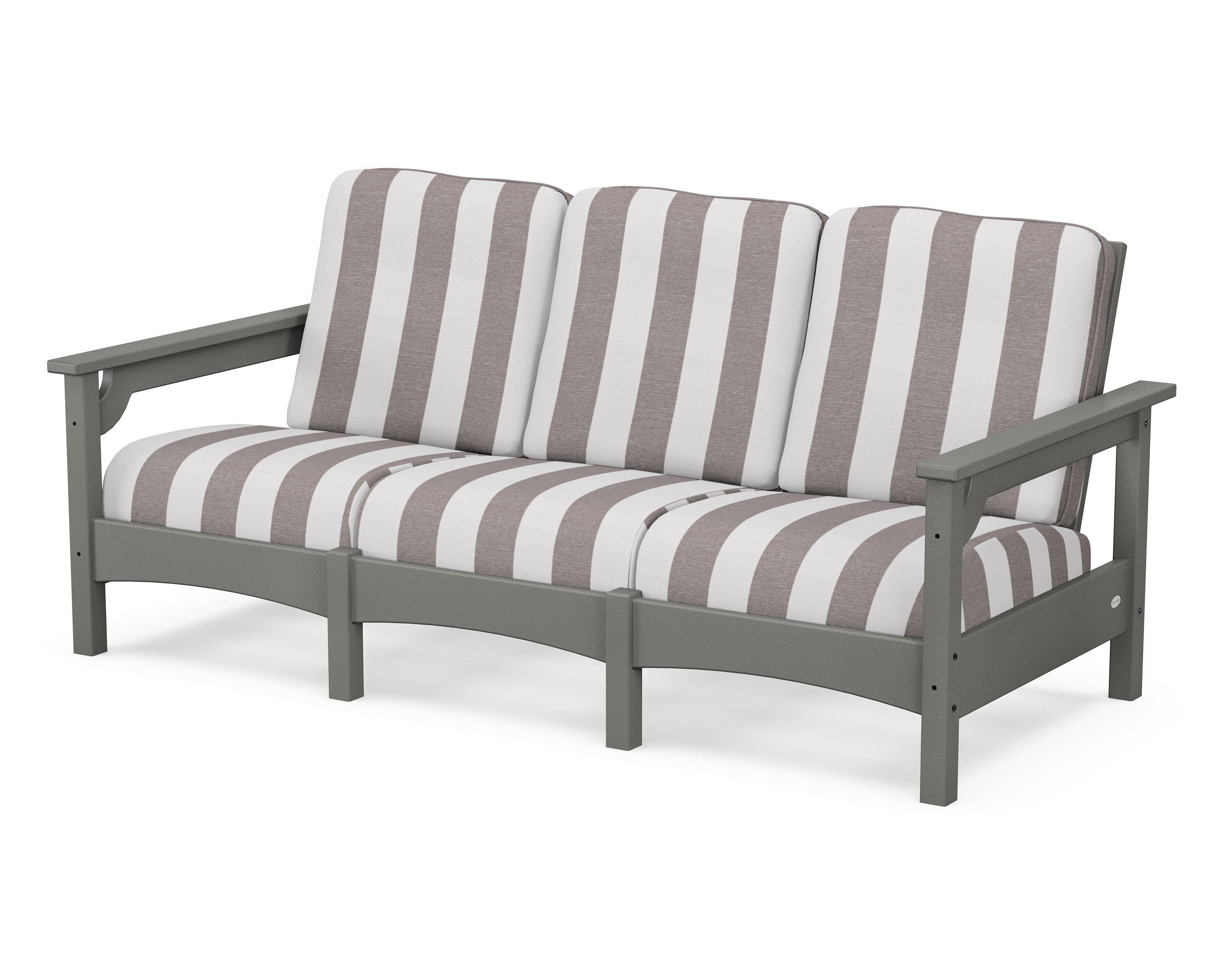 POLYWOOD® Club Sofa in Slate Grey / Cabana Stripe Grey Mist