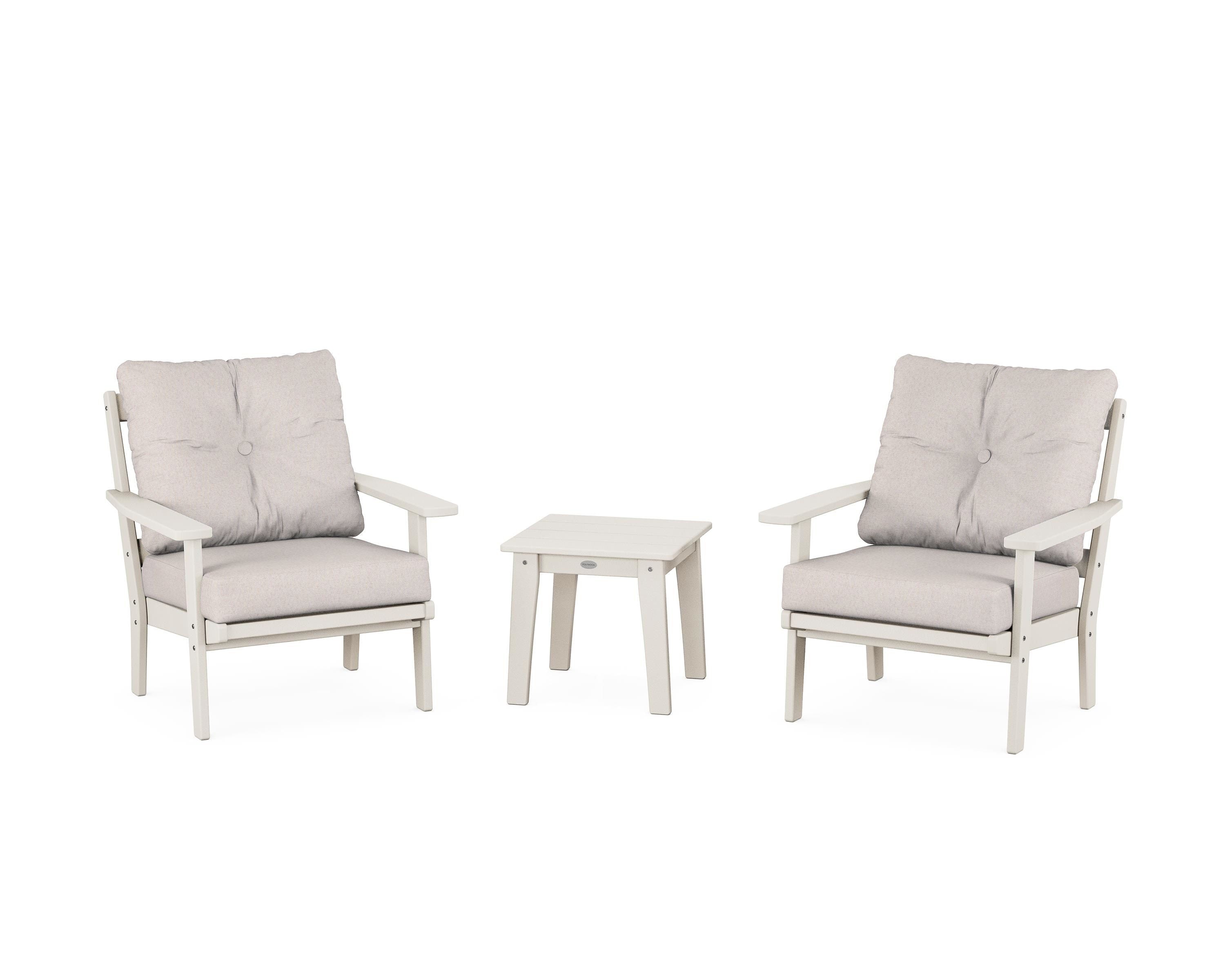 POLYWOOD® Oxford 3-Piece Deep Seating Set in Sand / Dune Burlap