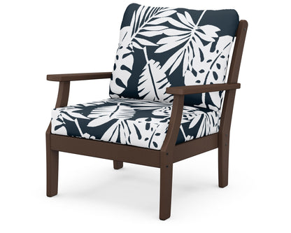 POLYWOOD® Braxton Deep Seating Chair in Mahogany / Leaf Marine Indigo