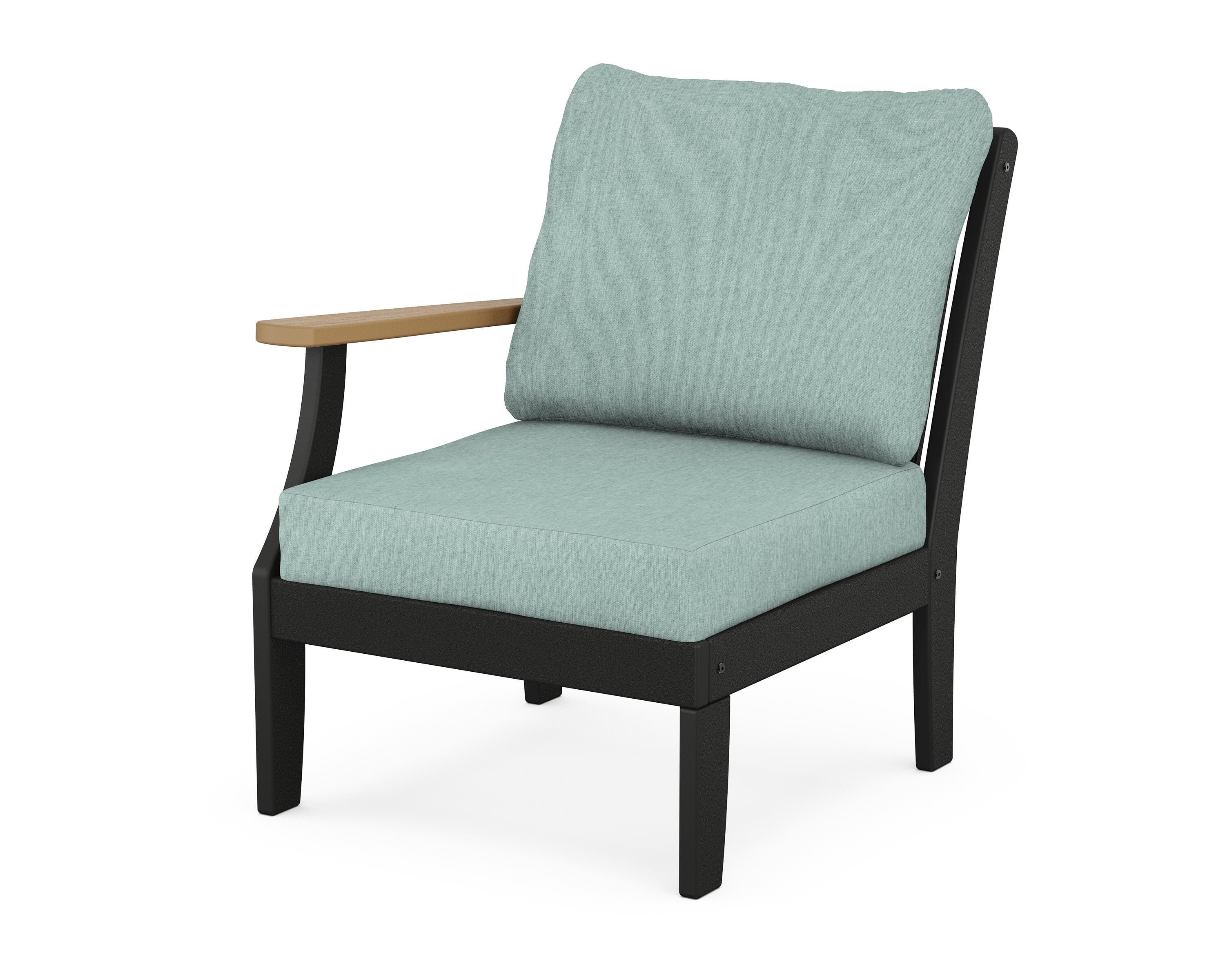 POLYWOOD® Braxton Modular Left Arm Chair in Black / Natural / Glacier Spa