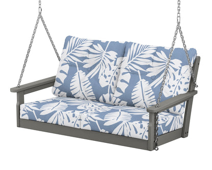 POLYWOOD® Vineyard Deep Seating Swing in Slate Grey / Leaf Sky Blue
