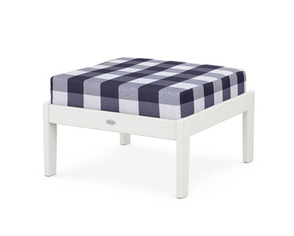 POLYWOOD® Braxton Deep Seating Ottoman in Vintage White / Buffalo Plaid Navy