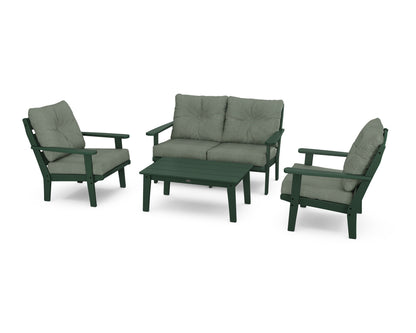 POLYWOOD® Lakeside 4-Piece Deep Seating Set in Green / Cast Sage