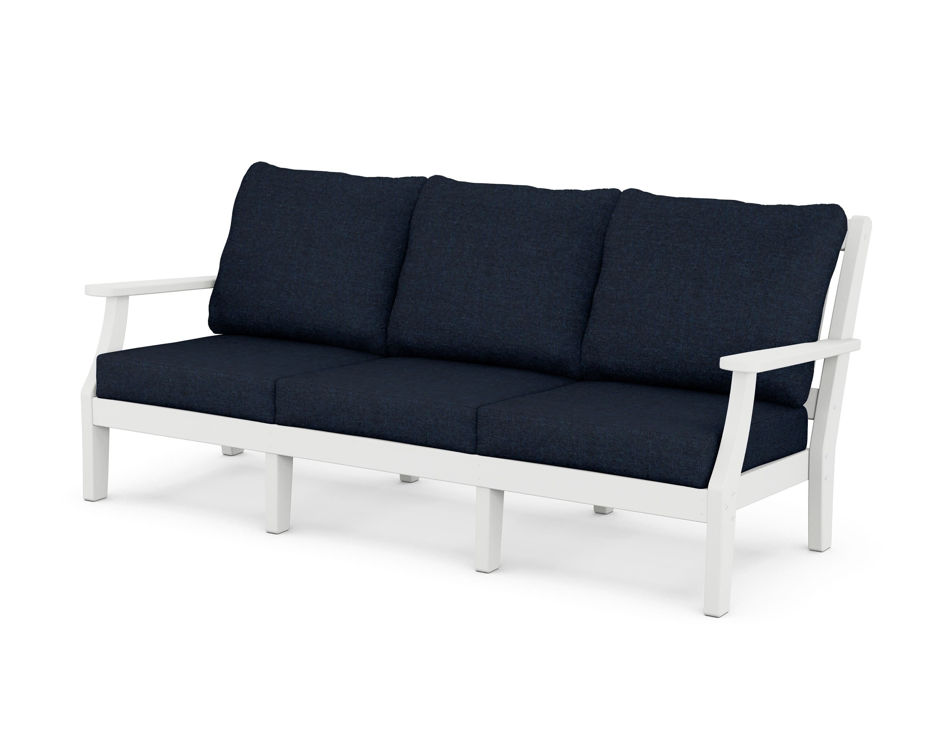 Martha Stewart by POLYWOOD® Chinoiserie Deep Seating Sofa in White / Marine Indigo