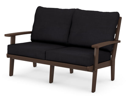 POLYWOOD® Grant Park Deep Seating Loveseat in Mahogany / Midnight Linen