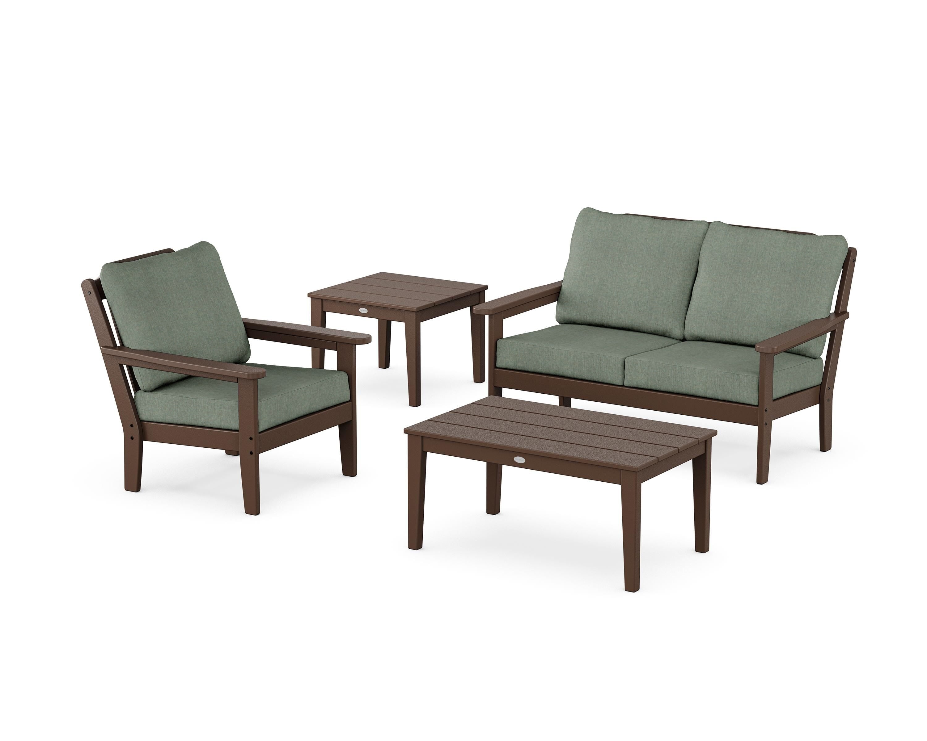 Country Living Wovendale 4-Piece Deep Seating Set in Mahogany / Cast Sage