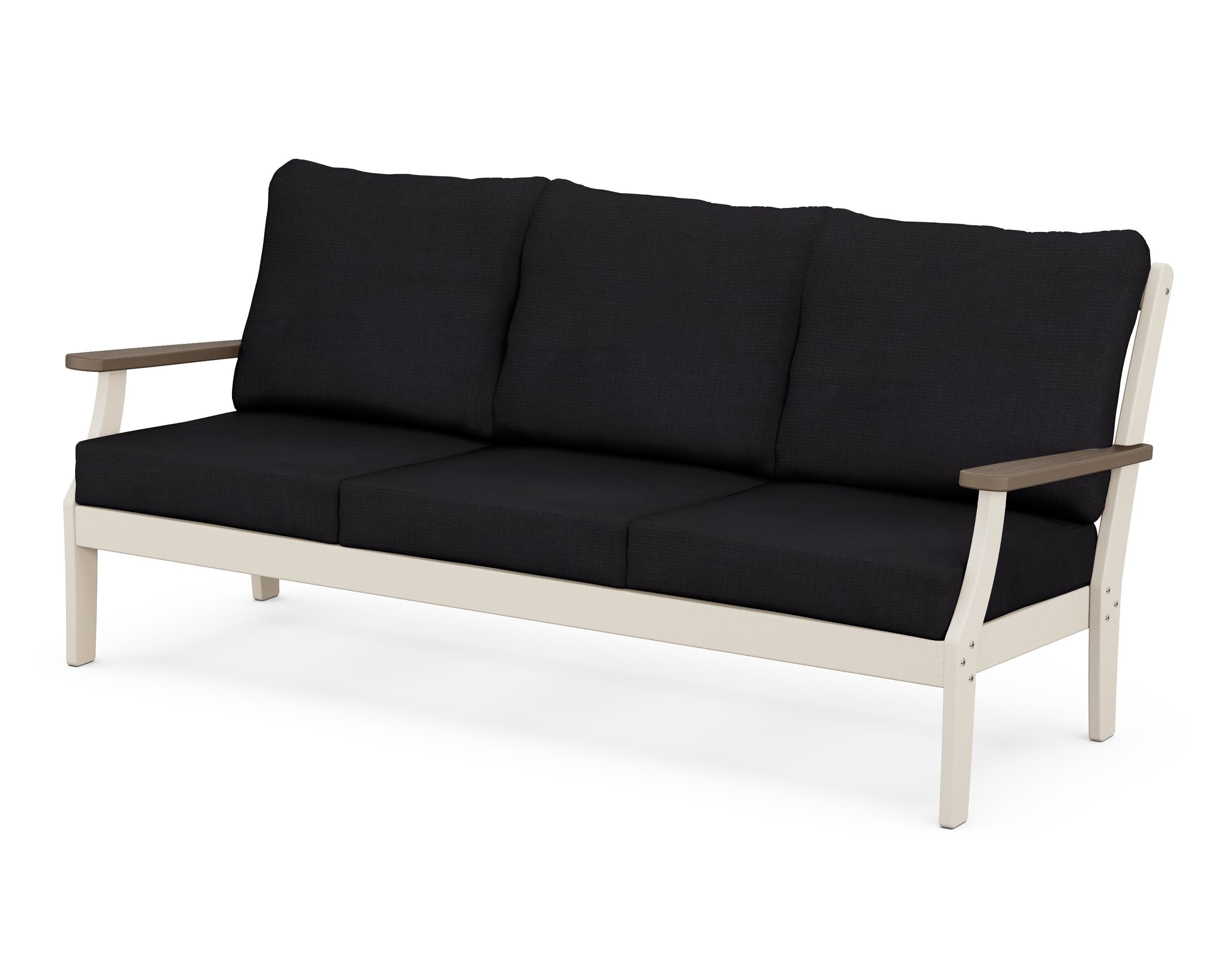 POLYWOOD® Braxton Deep Seating Sofa in Sand / Kona / Midnight Linen