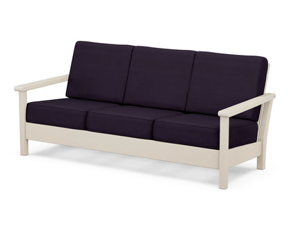 POLYWOOD® Harbour Deep Seating Sofa in Sand / Navy Linen
