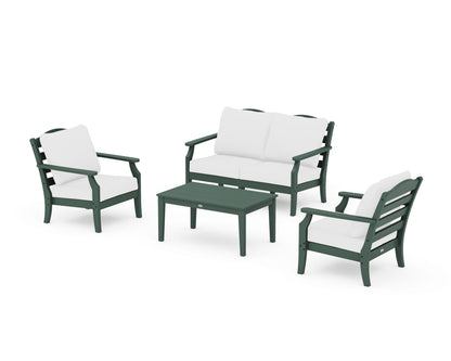 Draper James™ by  POLYWOOD® Savannah 4-Piece Deep Seating Set with Loveseat in Green / Natural