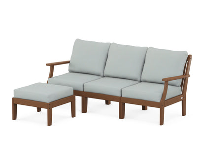 POLYWOOD® Braxton Modular 4-Piece Deep Seating Set with Ottoman in Teak / Spa