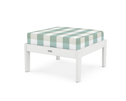 Country Living Cottage Deep Seating Ottoman in White / Buffalo Plaid Glacier Spa