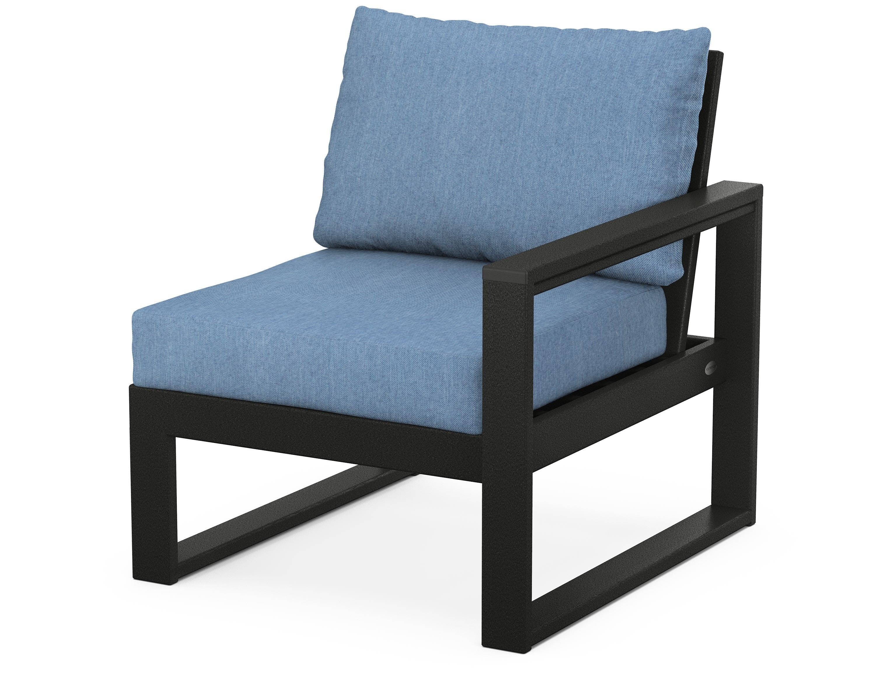 POLYWOOD® EDGE Modular Right Arm Chair in Black / Sky Blue
