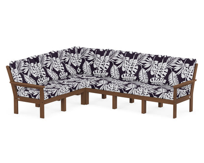POLYWOOD® Vineyard 6-Piece Sectional in Teak / Leaf Navy