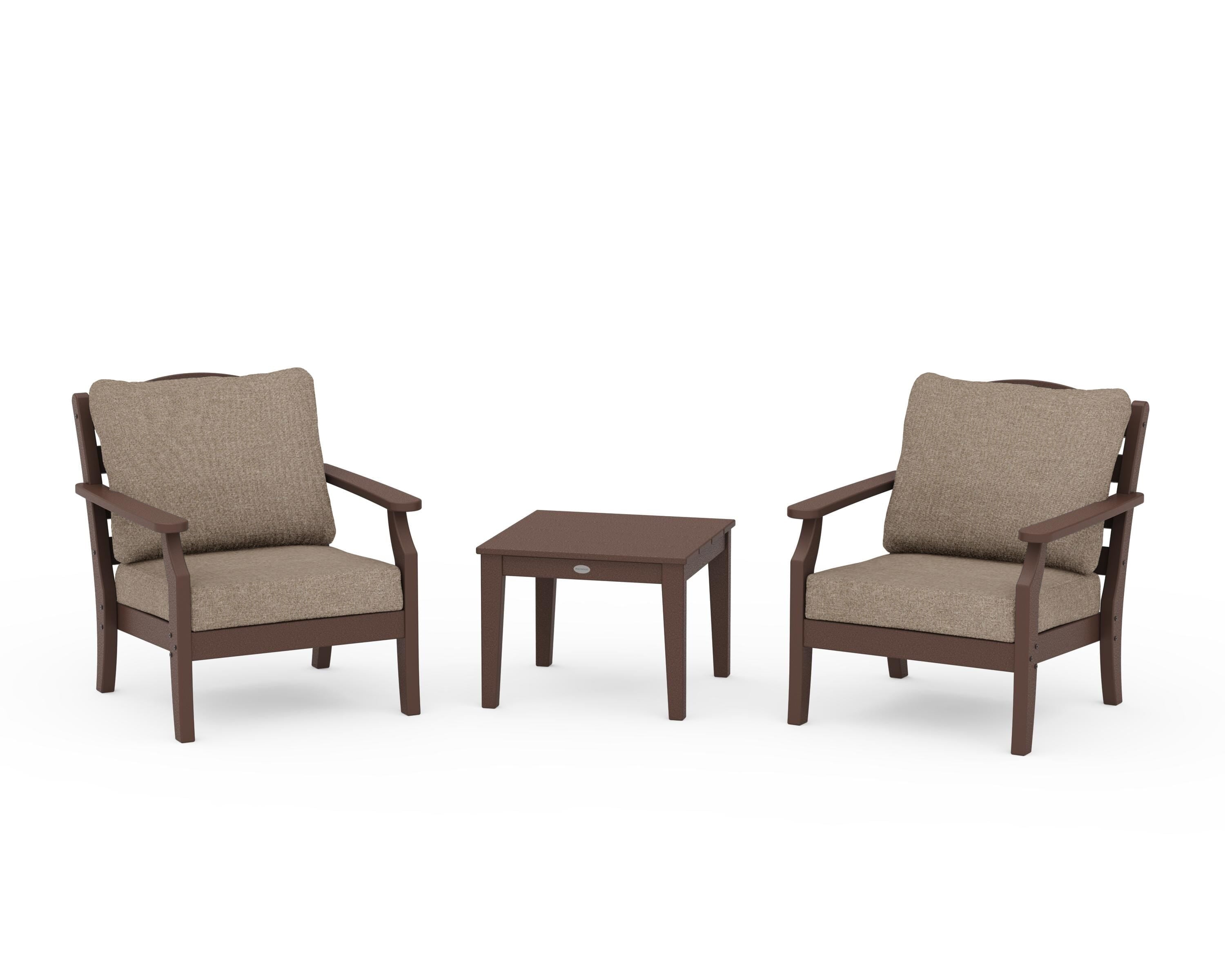 Draper James™ by  POLYWOOD® Savannah 3-Piece Deep Seating Set in Mahogany / Spiced Burlap