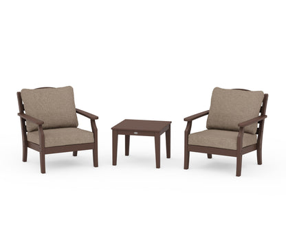 Draper James™ by  POLYWOOD® Savannah 3-Piece Deep Seating Set in Mahogany / Spiced Burlap