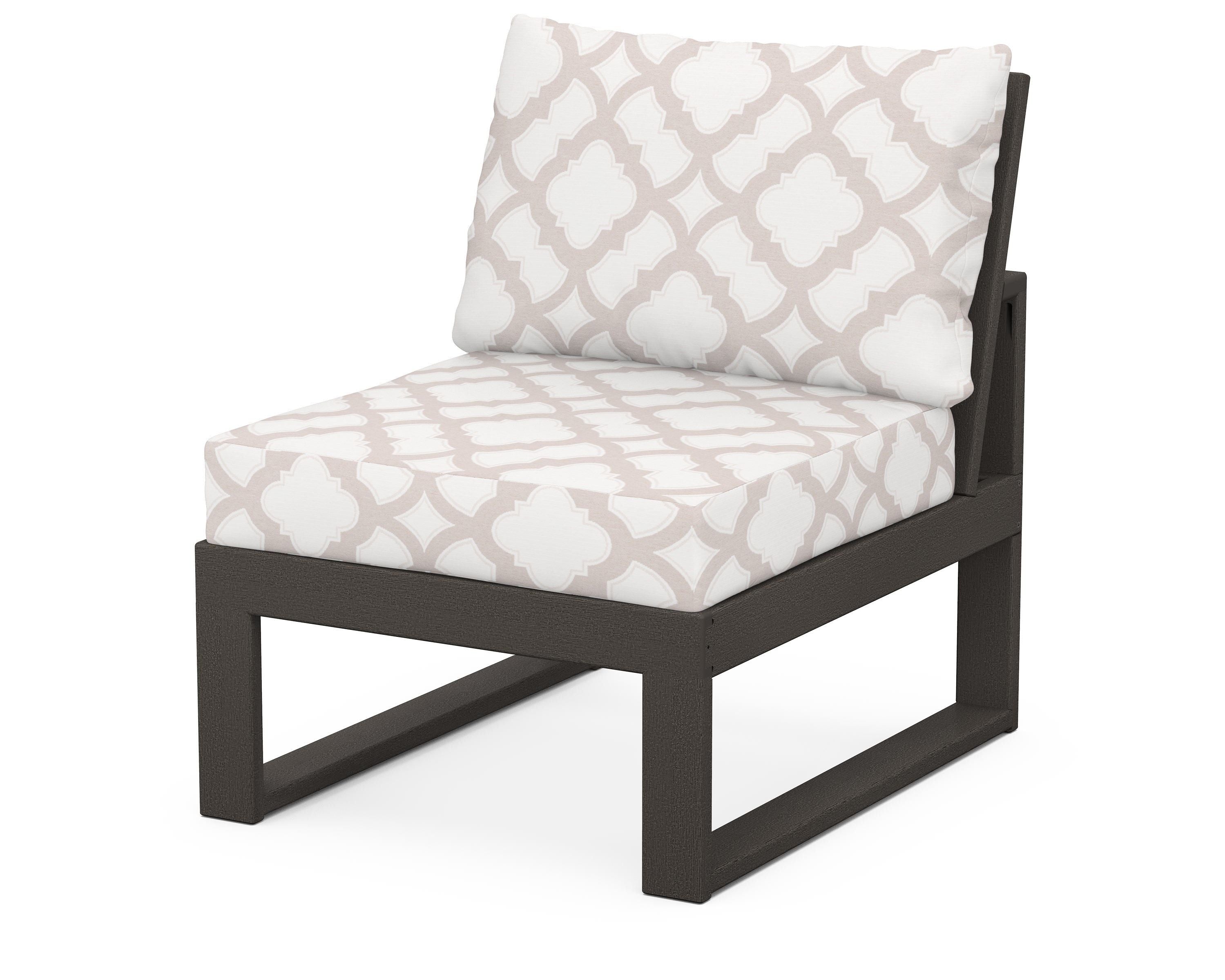 Unbranded Modular Armless Chair in Vintage Coffee / Trellis Dune Burlap