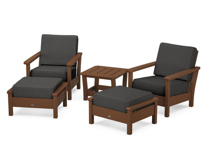 POLYWOOD® Harbour 5-Piece Deep Seating Chair Set in Teak / Spectrum Carbon