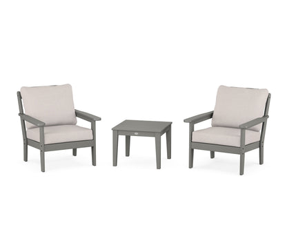 Country Living Cottage 3-Piece Deep Seating Set in Slate Grey / Dune Burlap