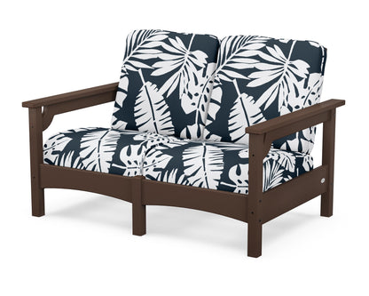 POLYWOOD® Club Loveseat in Mahogany / Leaf Marine Indigo