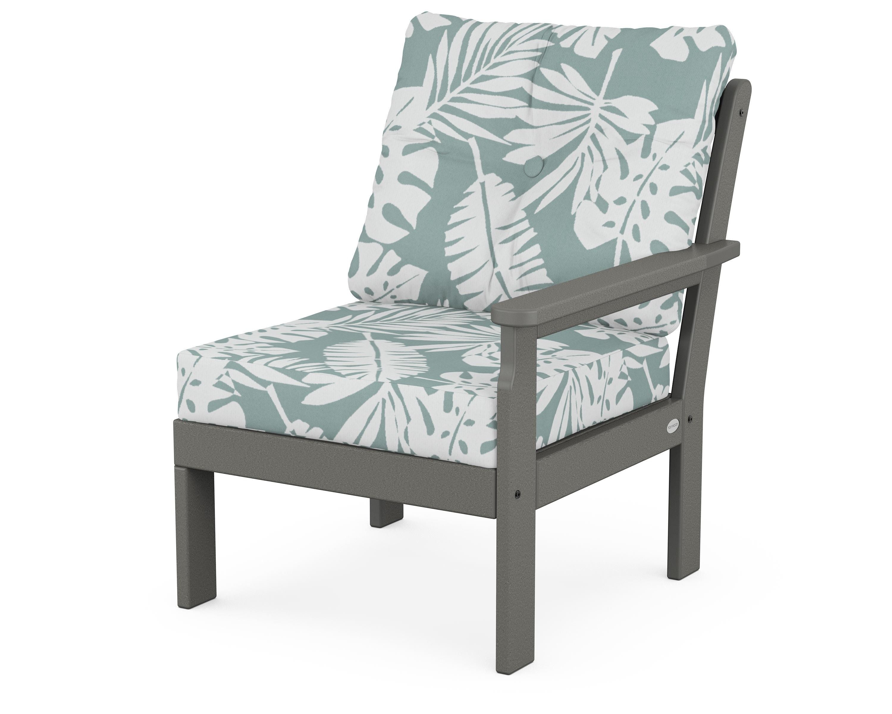 POLYWOOD® Vineyard Modular Right Arm Chair in Slate Grey / Leaf Glacier Spa