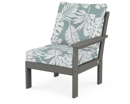 POLYWOOD® Vineyard Modular Right Arm Chair in Slate Grey / Leaf Glacier Spa