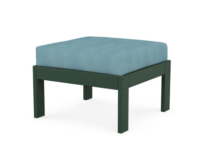 POLYWOOD® Vineyard Modular Ottoman in Green / Lattice Sky Blue