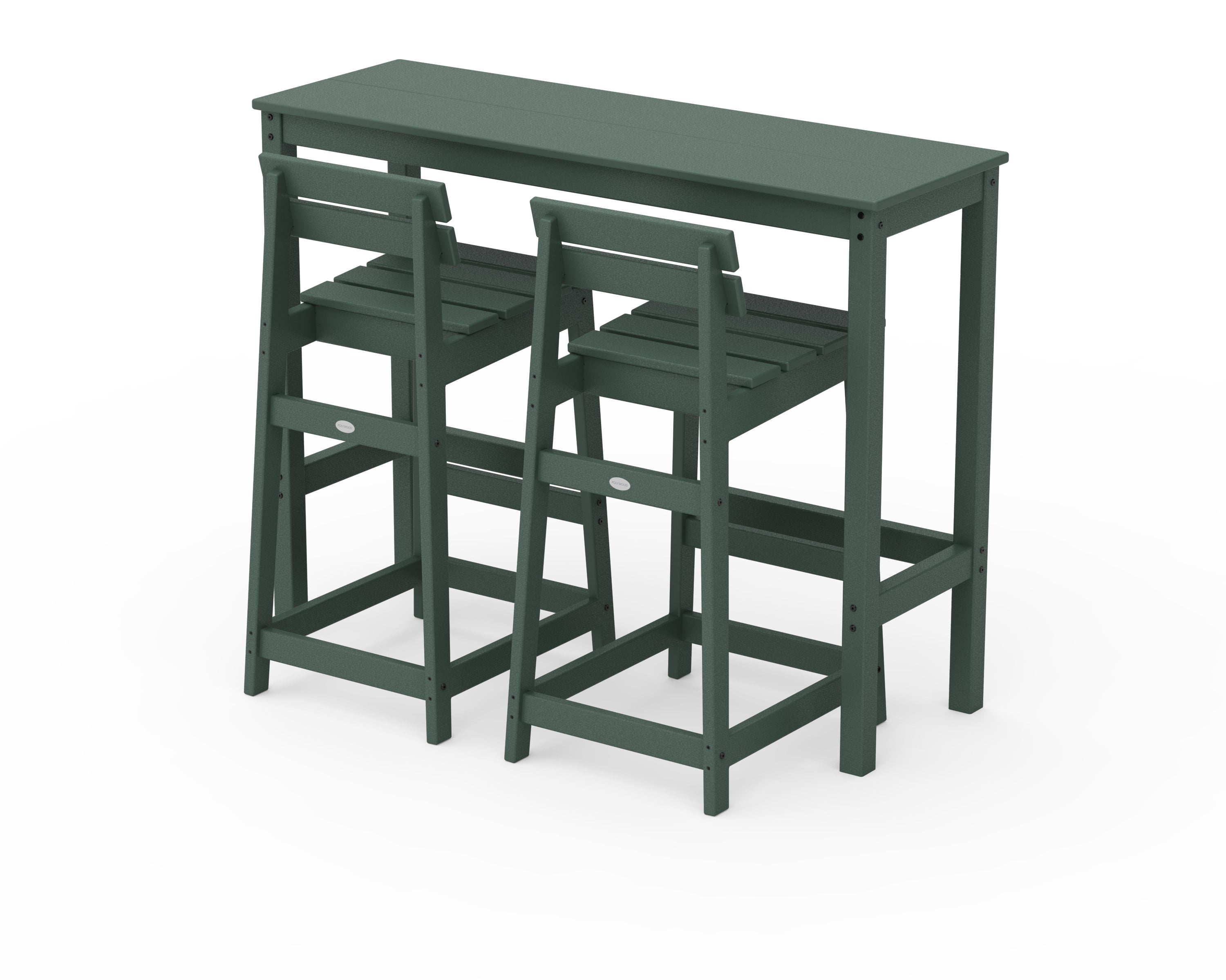 POLYWOOD® Modern Studio Plaza Lowback Bar Chair 3-Piece Balcony Set in Green