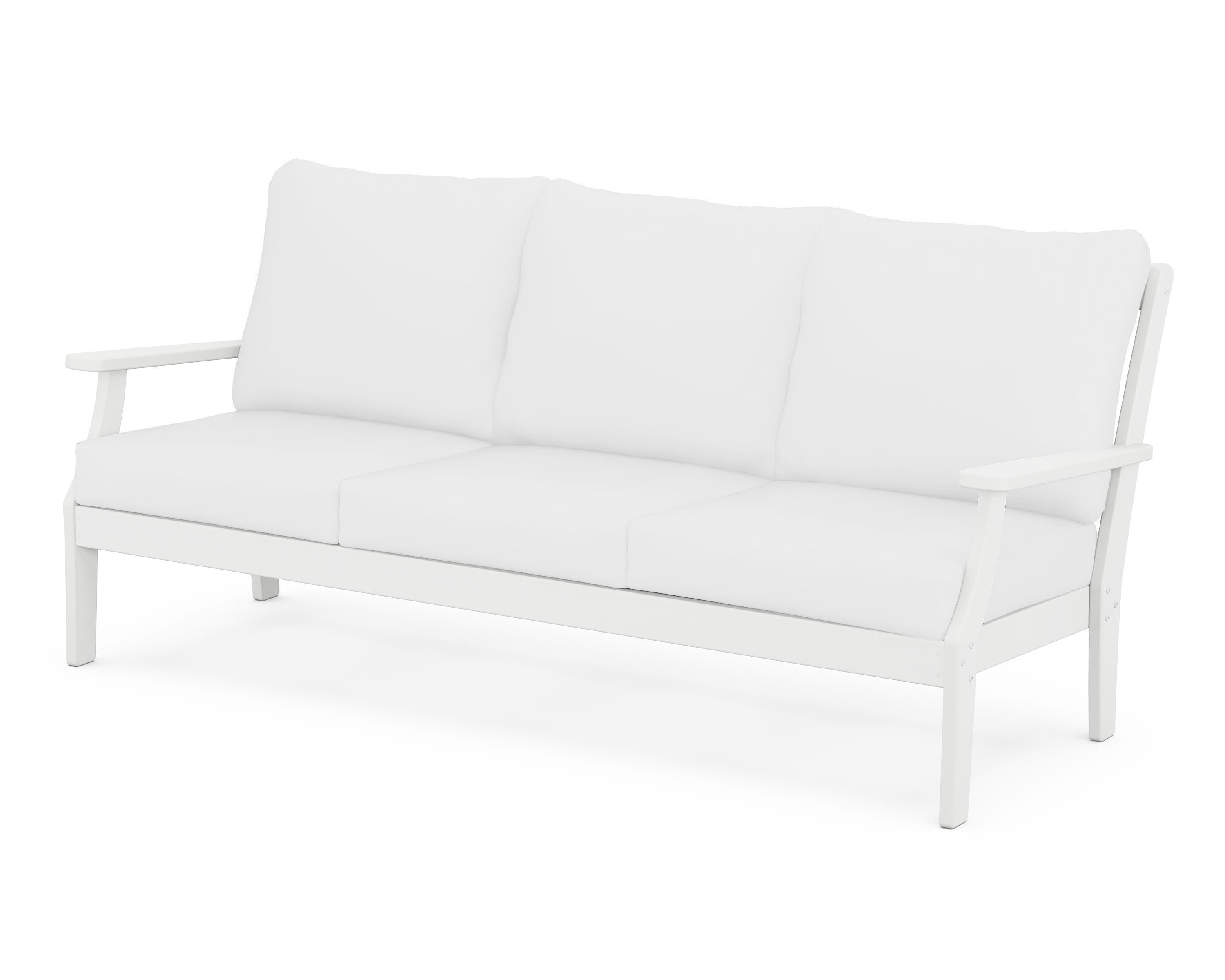 POLYWOOD® Braxton Deep Seating Sofa in White / Natural