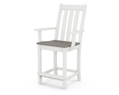 POLYWOOD® Vineyard Counter Arm Chair in White / Driftwood