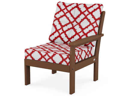 POLYWOOD® Vineyard Modular Right Arm Chair in Teak / Trellis Crimson